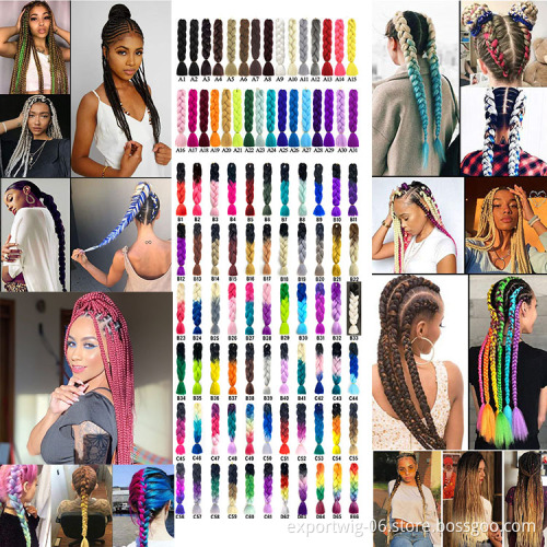 Wholesale Ombre Jumbo Braiding Hair Extension 24inches 100g Yaki Synthetic Fiber Mixed Color African Braids Hair Attachment
